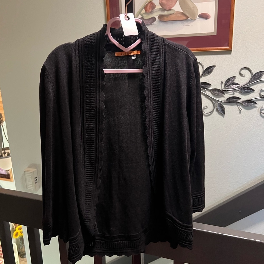 Belldini Black Textured Open Cardigan #150